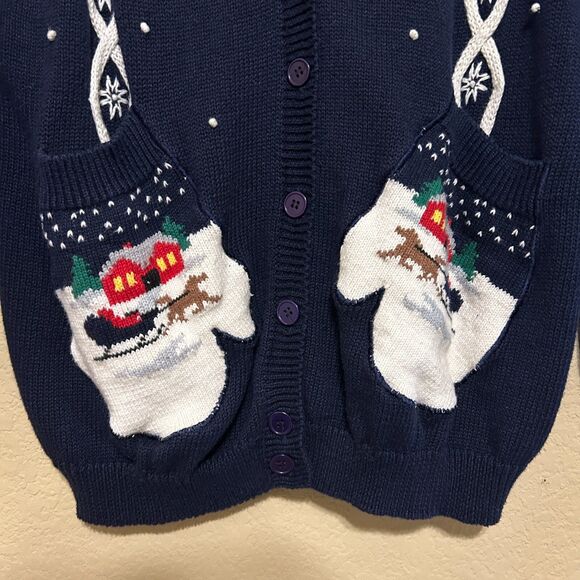 Vintage Susan Bristol Cardigan Sweater Christmas Snowflakes Embroidered Large? - Picture 5 of 8